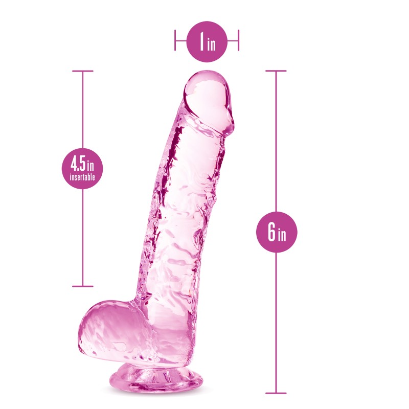 NATURALLY YOURS  6" CRYSTALLINE DILDO  ROSE